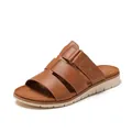 Brown platform wedge beach slippers with three-strap hollow design and thick sole - EU 36 / Brown