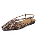 Women's leopard print hollow-out sandals with square toe and buckle strap closure - EU 36 / Leopard Print