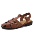 Sandalias de pescador tejidas en marrón oscuro con correa de tobillo para mujer - EU 36 / Marrón