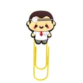 Macro detail of cartoon doctor PVC bookmark with yellow coated metal paperclip - Cartoon Doctor Gentleman Style (9)