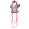 Close-up of pink coated metal paper clip with colorful PVC unicorn ice cream charm - Unicorn Ice Cream Style (6)