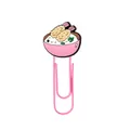 Cute pink fried shrimp tempura paper clip and PVC bookmark with kawaii facial expression - Tempura Bowl Style