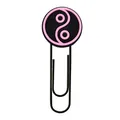 Pink and black Tai Chi pattern decorative paper clip with black coated metal finish - Pink and Black Tai Chi