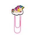 Rosa Metall-Büroklammer mit niedlichem PVC-Einhorn auf einer Wolke als Lesezeichen - Einhorn Auf Weißer Wolke Stil (3)