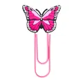 Pink butterfly paperclip bookmark with decorative PVC wing and metal U-shaped pin - Rose Red Butterfly Style