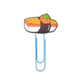 Detail of creative blue metal paperclip with a cute PVC sushi shaped decorative head - Salmon Sushi Style(7)