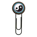 Black metal paperclip bookmark featuring a colorful yin yang PVC charm decoration - Multicolor Ring Tai Chi