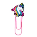 Rosa Büroklammer aus Metall mit buntem Einhorn-Aufsatz aus PVC für Lesezeichen - Einhorn Kopf Stil (4)