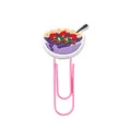 Creative pink paper clip featuring a cute PVC cartoon acai bowl bookmark attachment - Acai Bowl Style