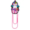 Pink metal paperclip with a cute cartoon unicorn on a striped cupcake PVC topper - Unicorn Cupcake Style (5)