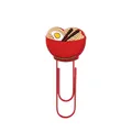 Creative red ramen bowl bookmark with PVC food design and matching red paper clip - Ramen Bowl Style