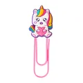 Pink metal paperclip with a cute PVC unicorn holding a heart and rainbow mane detail - Hugging Heart Style (3)