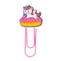 Unicorn cartoon PVC paperclip bookmark with pink metal clip and colorful mane design - Rainbow Mane Lying Style (4)