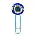 Blue paper clip with a round Nazar evil eye silicone charm used as a creative bookmark - Five-color Evil Eye