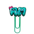 Cartoon tooth family PVC bookmark with long green metal paper clip for medical staff - Tooth Family Style (13)