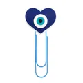 Blue heart-shaped evil eye paper clip made of metal for creative office use - Heart Evil Eye