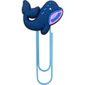 Clip de ballena azul oscuro con detalles en rosa y clip de metal en color azul claro - Forma de ballena