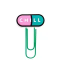 Pink and teal capsule charm paperclip with white CHILL text on green metal wire - CHILL Capsule Style (16)