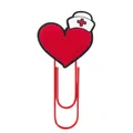 Nurse themed red heart paperclip with white hat detail for office and bookmarks - Heart Nurse Hat Style (17)