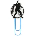 Baseball silhouette paper clip with white baseball head and blue metal bookmark clip - Batter Silhouette Blue Clip Style (4)