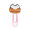 Pink metal paperclip with a cute PVC dim sum basket charm featuring baozi faces - Dim Sum Steamer Style(12)