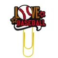Yellow metal paperclip with Love Baseball PVC cartoon charm and stars for office use - LOVE BASEBALL Letter Style (7)