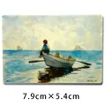 Aimant de frigo avec aquarelle de Winslow Homer représentant un port bleu - Port de Gloucester