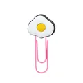 Creative pink metal paperclip featuring a cute cartoon fried egg PVC decorative bookmark - Fried Egg Style (16)