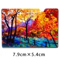 Künstlerischer Kühlschrankmagnet aus Weichgummi mit Ölgemälde-Motiv, Größe 7,9cm x 5,4cm - Herbstwald