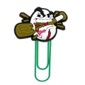 Cartoon baseball and bat design bookmark with green PVC coated metal paperclip - Cartoon Baseball Biting Bat Style (12)