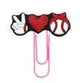 Pink baseball paper clip with heart and victory hand PVC decorative bookmark charm - Peace Gesture Heart Baseball Combination (13)