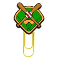 Baseball themed paper clip with PVC baseball field design and yellow coated metal wire - Baseball Field Crossed Bats Style (16)