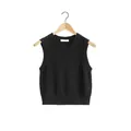 Minimalistisch zwart wollen gebreid vest met ronde hals en detail van centrale naad - EU 38 / Zwart
