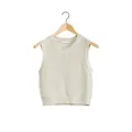 Minimalistisch beige gebreid vest van wolmix met ronde hals en geribbelde randen - EU 38 / Wit