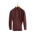 Minimalist burgundy asymmetric wrap shirt in pure cotton with long sleeves and lapel - EU 38 / Burgundy