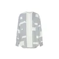 Blusa blanca de mujer con estampado geométrico azul marino y un corte holgado minimalista - S / Camisa Blanca