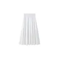 White high-waist pleated A-line midi skirt with comfortable elastic waistband - S / White