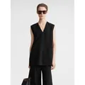 Top largo minimalista negro sin mangas con cuello en V y pantalones anchos a juego - EU 34 / Negro
