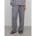 Grijze loungewear set voor dames met oversized top en wijde broek met trekkoord - S / Grijs