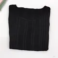 Nauwsluitende zwarte geribbelde gebreide top met korte mouwen en ronde hals voor dames - XS / Zwart