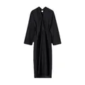 Abito a camicia nero a maniche lunghe minimalista con cintura in vita regolabile - XS / Nero