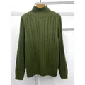 Grasgrüner Rollkragenpullover mit Rippenstrick und langen Ärmeln für Damen im Herbst Winter - S / Grün