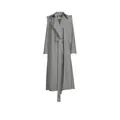 Minimalist grey long hooded trench coat with draped design and detachable belt for women - S / Gray