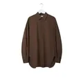 Chemise minimaliste en coton à manches longues marron foncé avec col à pointe élégant - EU 38 / café