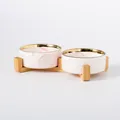 Lot de deux bols en céramique marbre rose avec bord doré et support bambou - Bols Rose Marbré Bordure Dorée - Style Double avec Support Bois