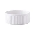 Witte keramische voerbak voor katten met zwarte stippen en verticale ribbels - Alleen Keramiek Voerbak (Zonder Standaard) / Klein (13CM) / Wit