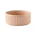 Roze keramieken huisdierbak met verticale texturen en gespikkelde sesamglazuur - Alleen Keramiek Voerbak (Zonder Standaard) / Klein (13CM) / Khaki