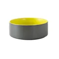 Dual-color ceramic pet bowl with dark grey matte exterior and bright yellow interior - Small Gray Outer Green Inner Straight Bowl
