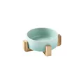 Ceramic pet bowl in light green gradient with a minimalist bamboo cross stand - Small / Straight Bowl Gradient Green And Single Wooden Stand