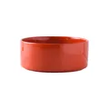 Minimalist round ceramic pet bowl featuring a bright red glossy finish and flat base - Small / Straight-sided Bowl With A Bright Orange-red Color